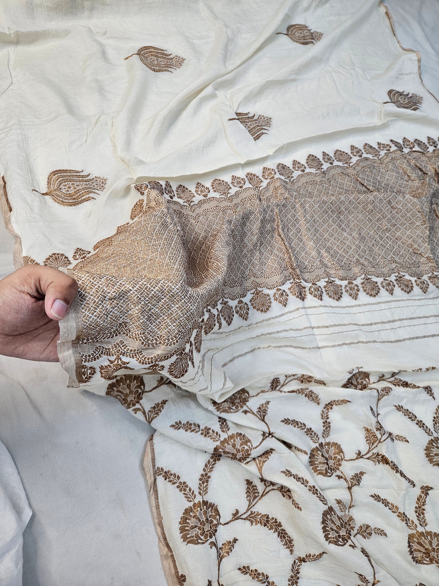 handloom pure natural tussar silk banarasi saree