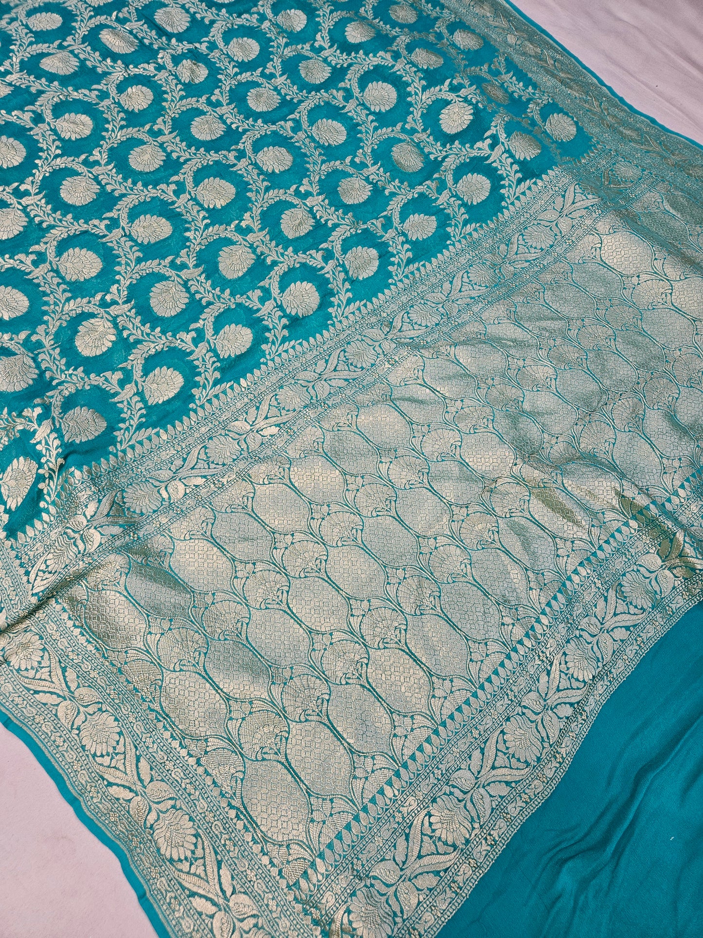 banarasi pure georgette silk woven tested zari saree