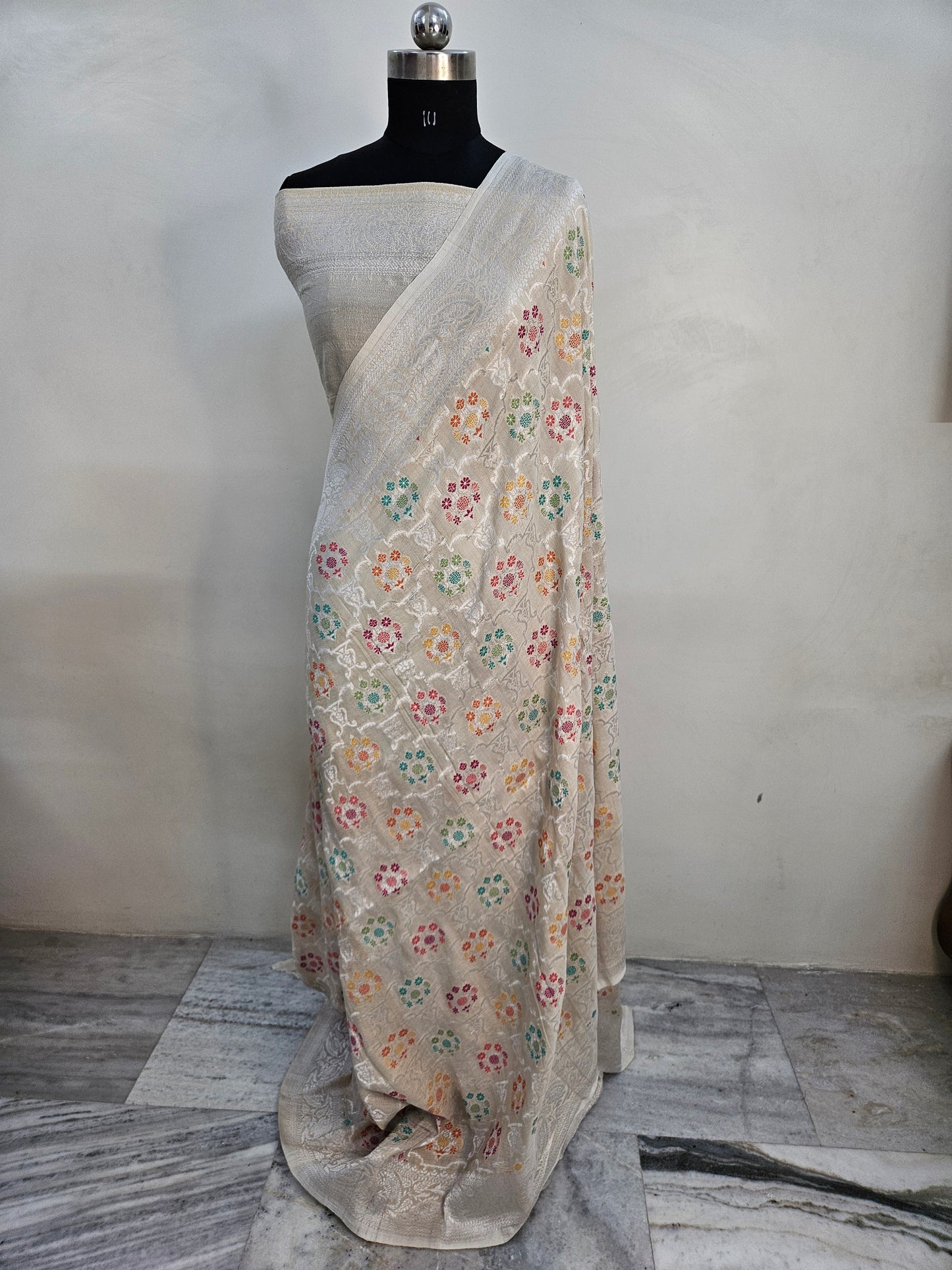 Natural pure tussar silk banarasi meena woven saree