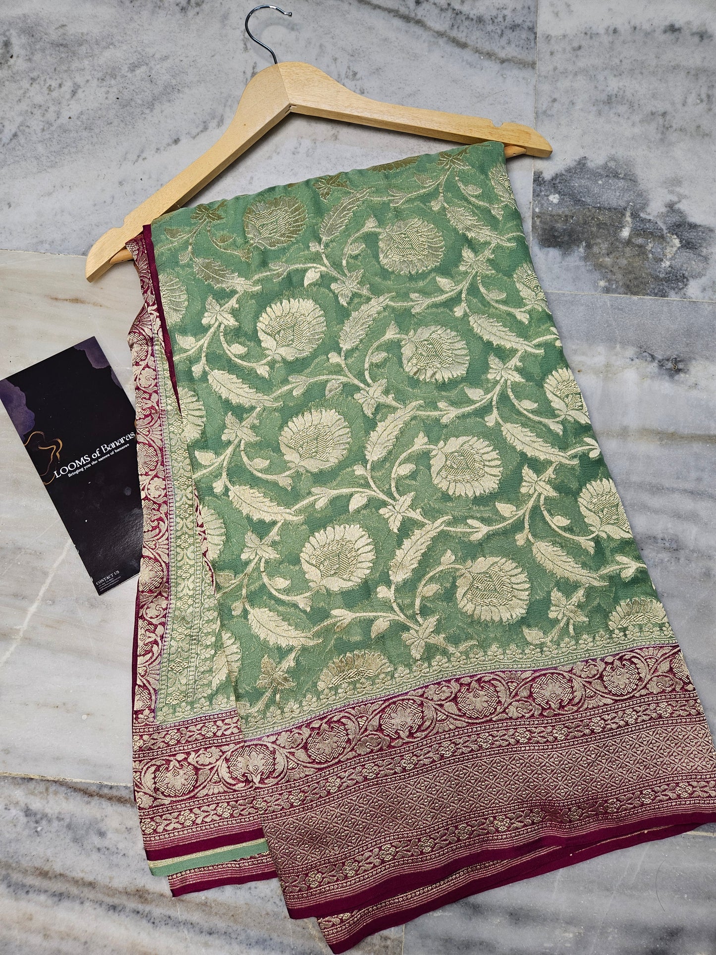 Pure Contrast Georgette Jungla Weaving Banarasi Saree