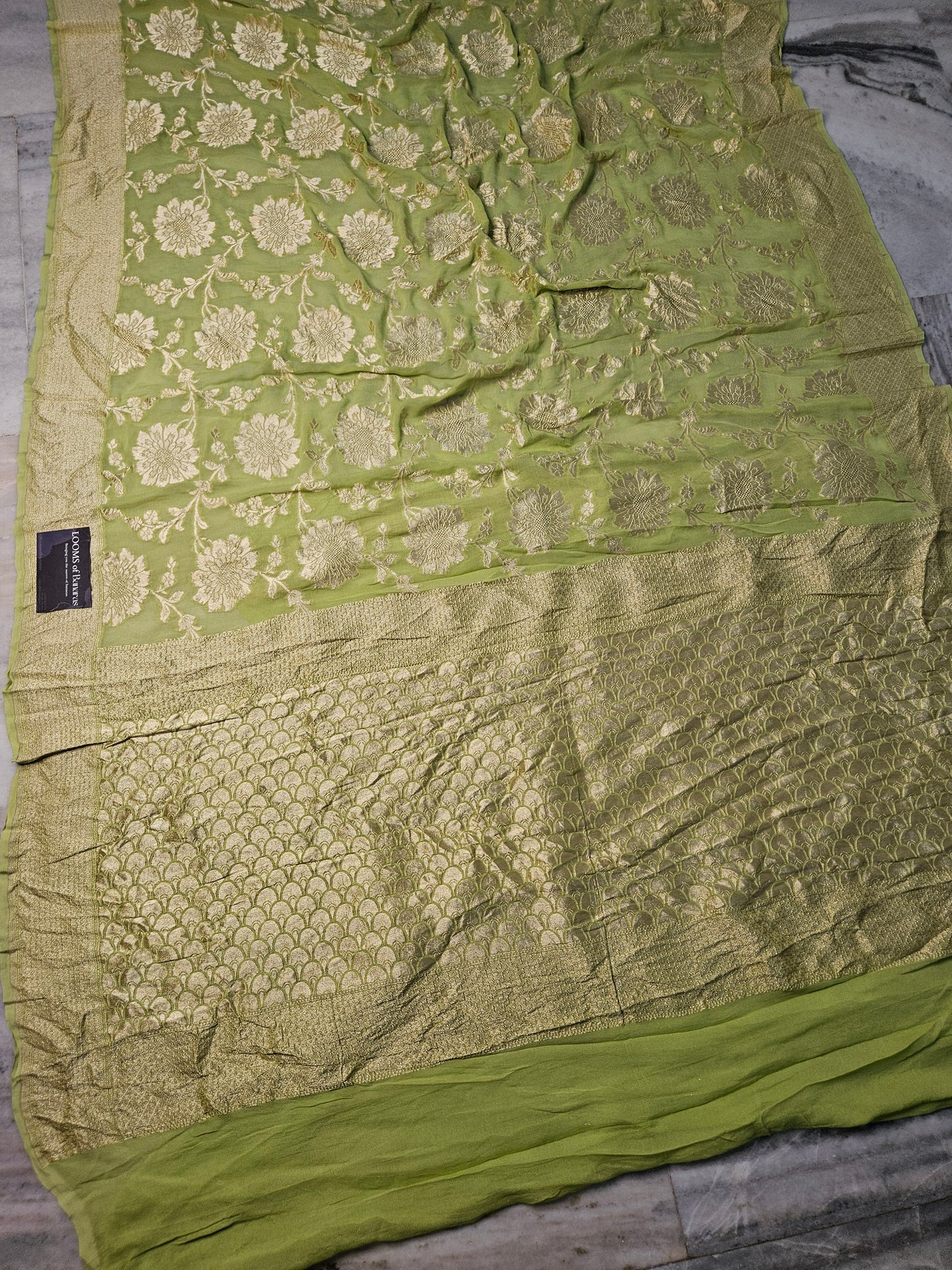 Pure Georgette Jungla Banarasi Saree in Green