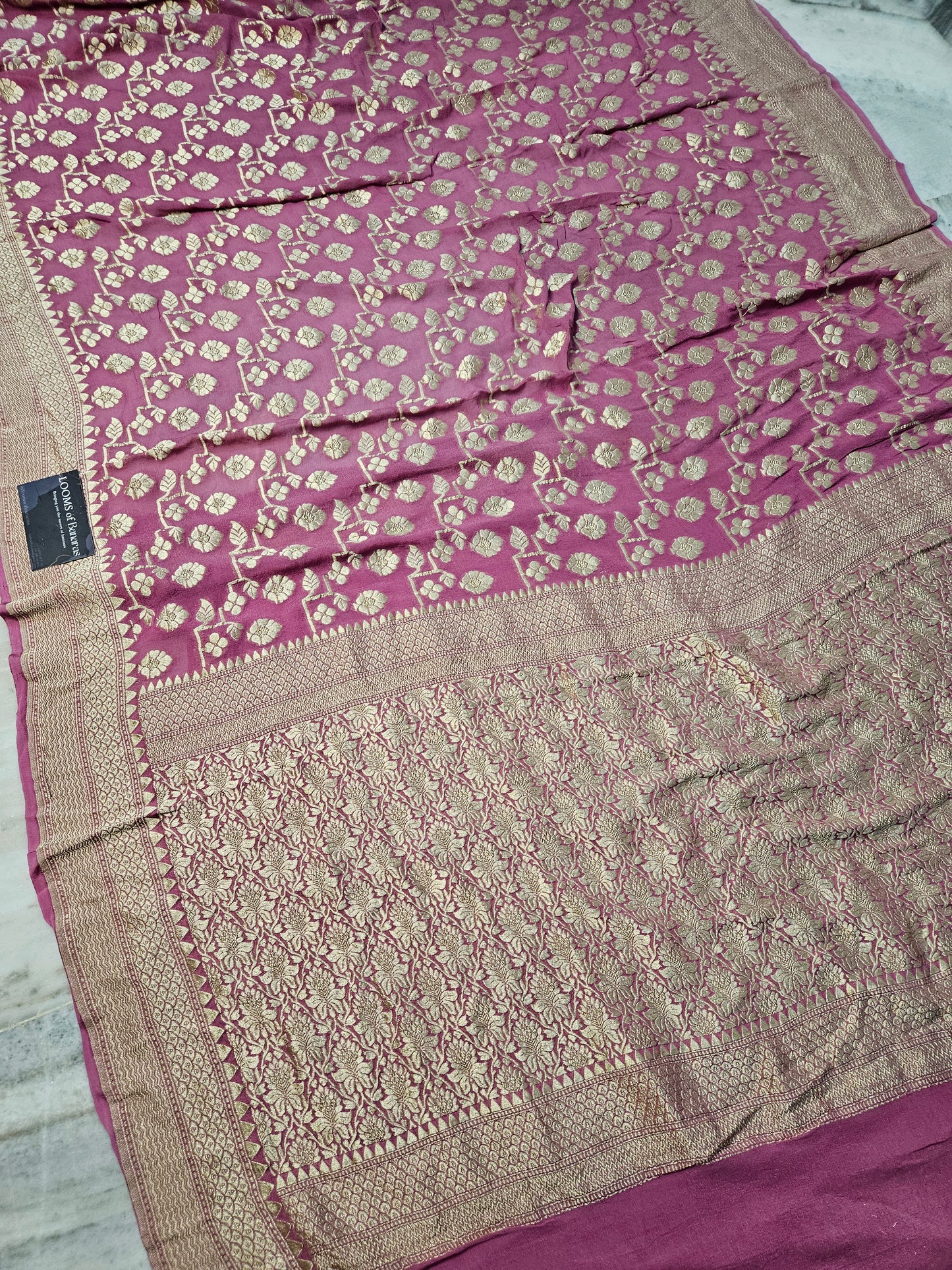 Pure Georgette Jungla Weaving Banarasi Saree in Gaajri Pink