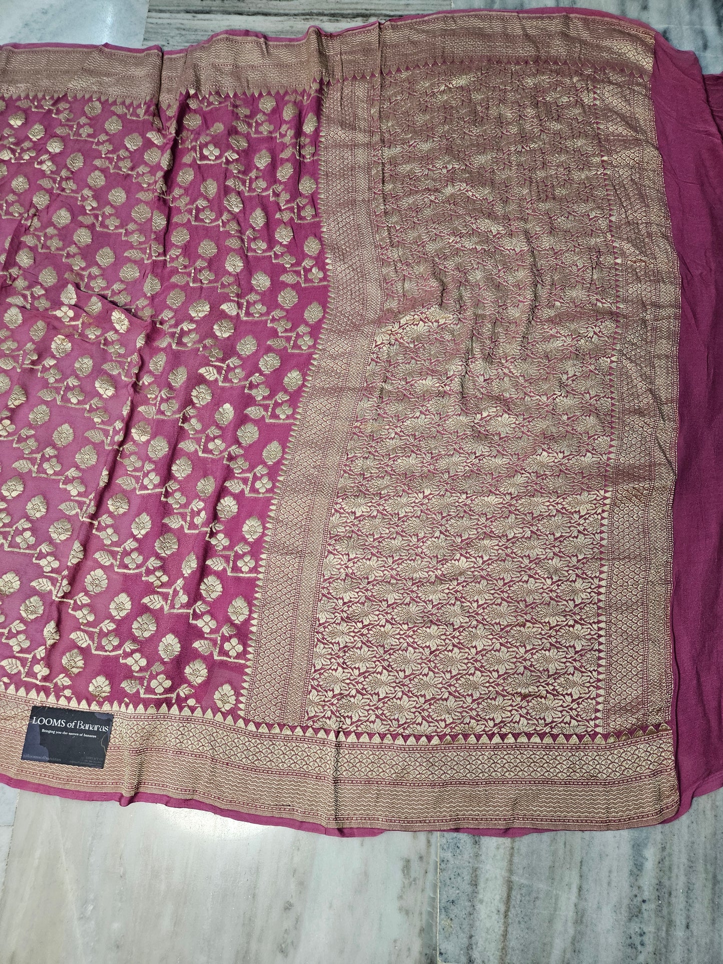 Pure Georgette Jungla Weaving Banarasi Saree in Gaajri Pink