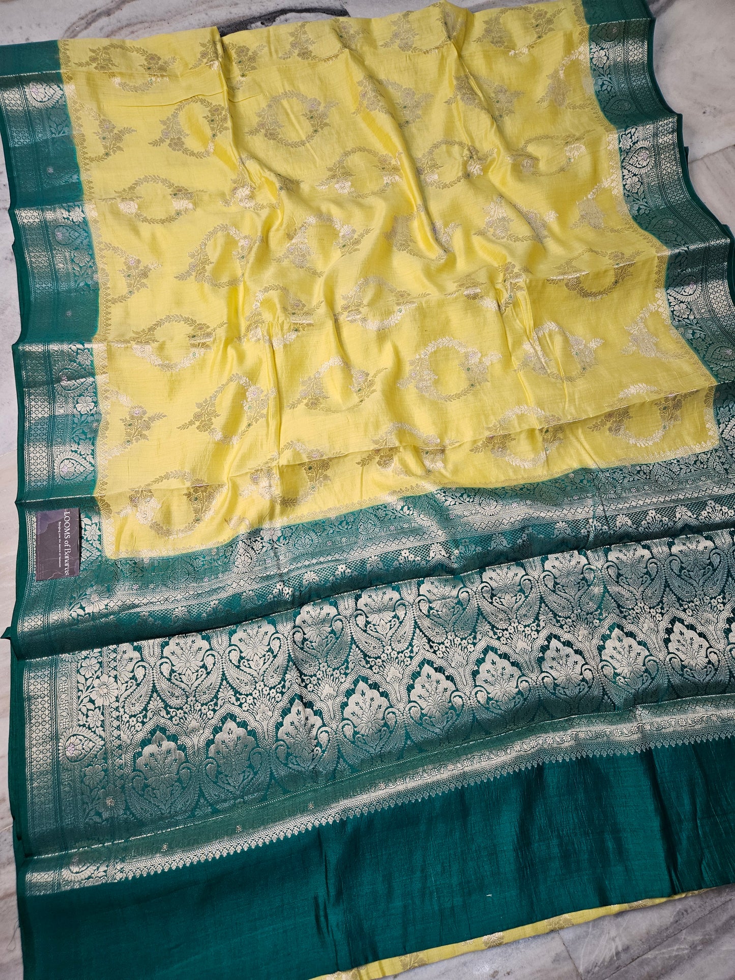 Pure Chiniya Silk Weaving Banarasi Saree in Yellow