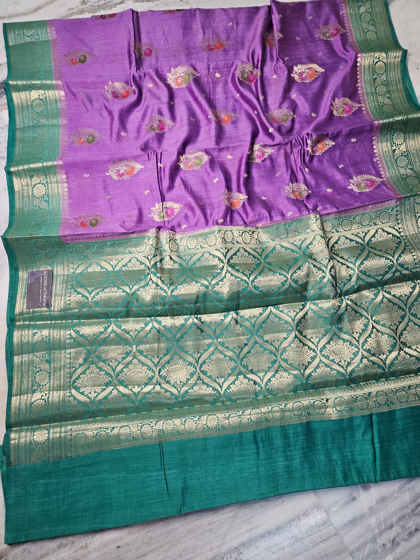 Pure Chiniya Silk Buta Weaving Banarasi Saree in purple