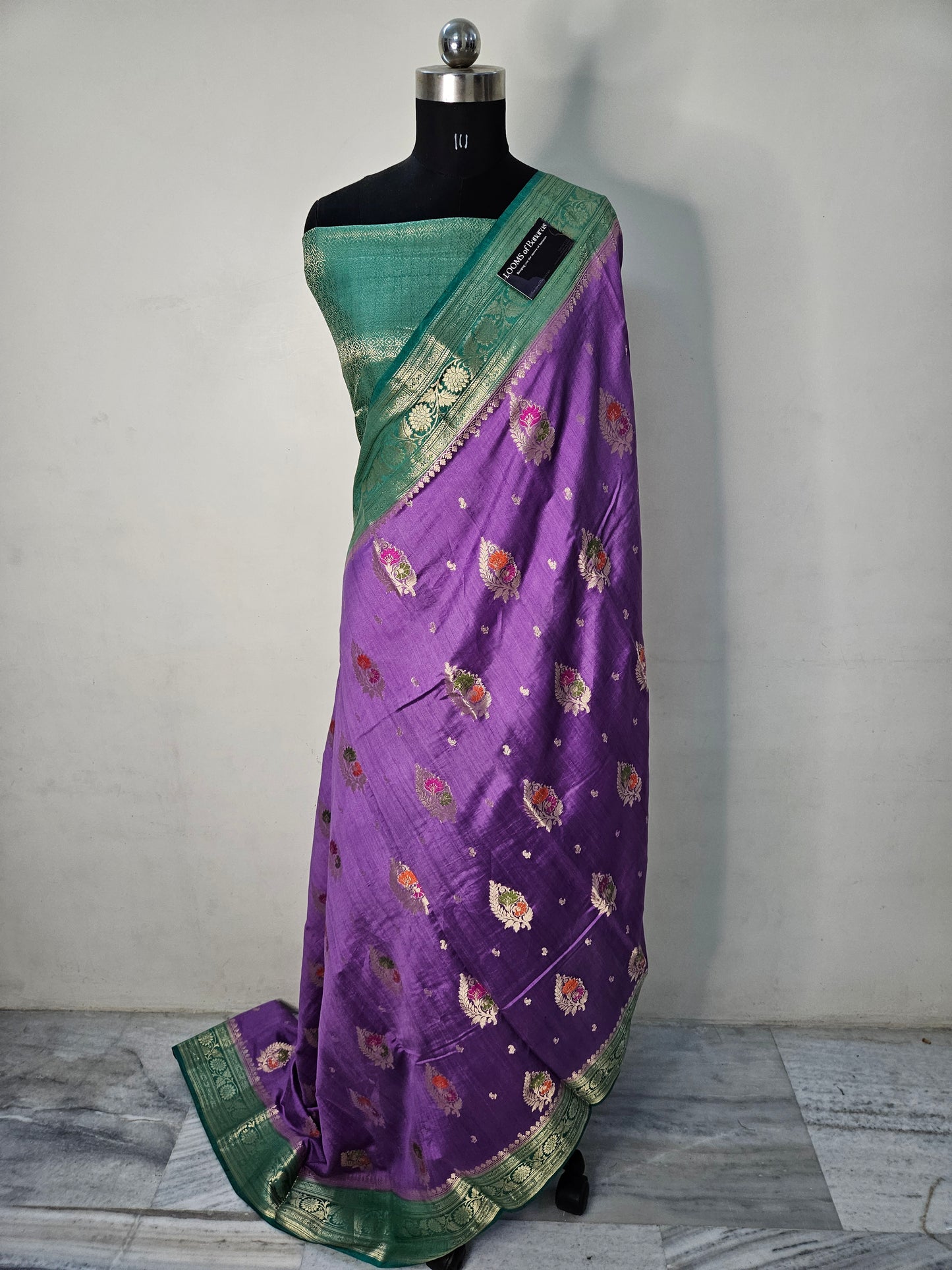 Pure Chiniya Silk Buta Weaving Banarasi Saree in purple