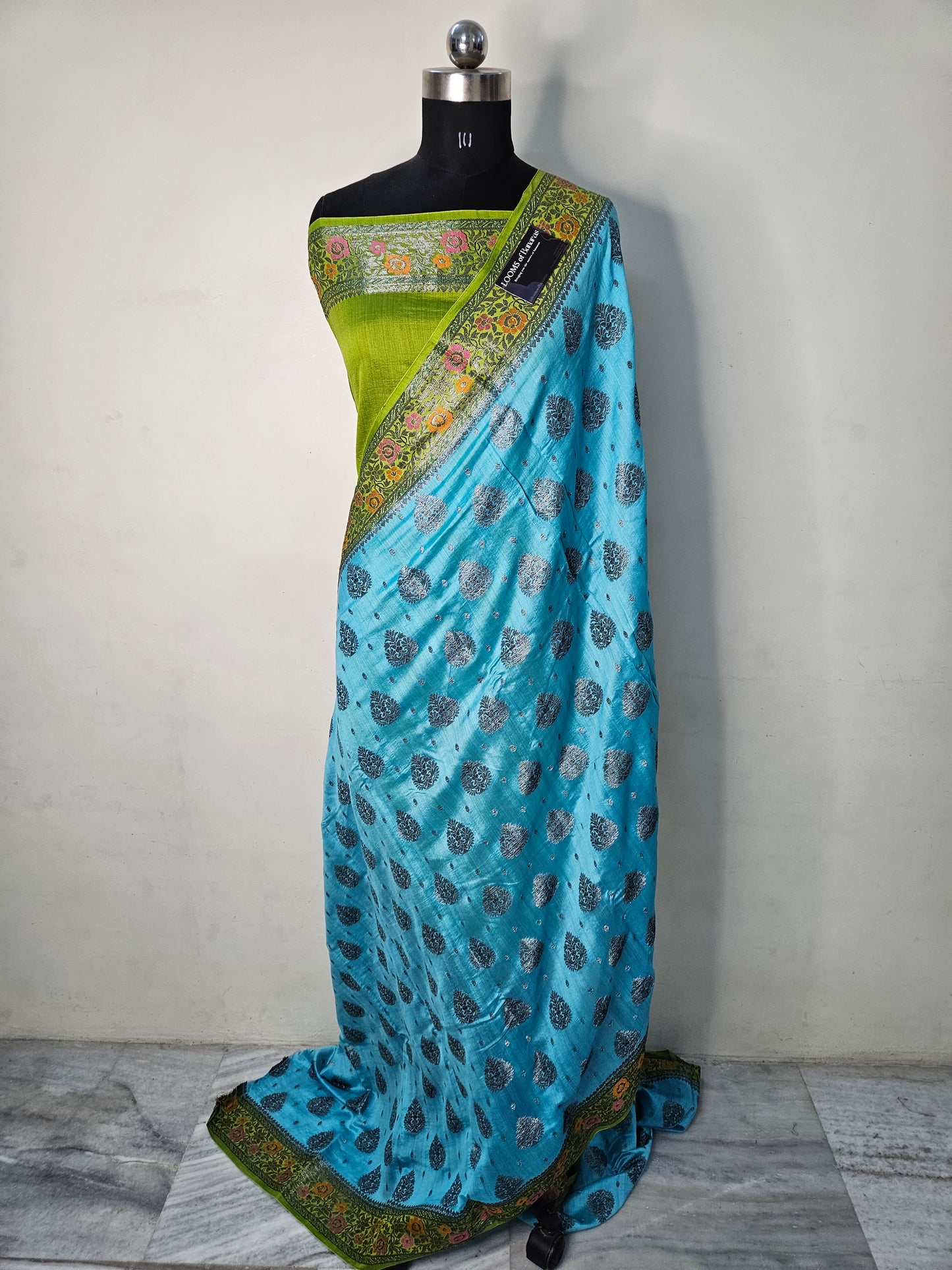 Pure Chiniya Silk Contrast Banarasi Saree in Sky Blue