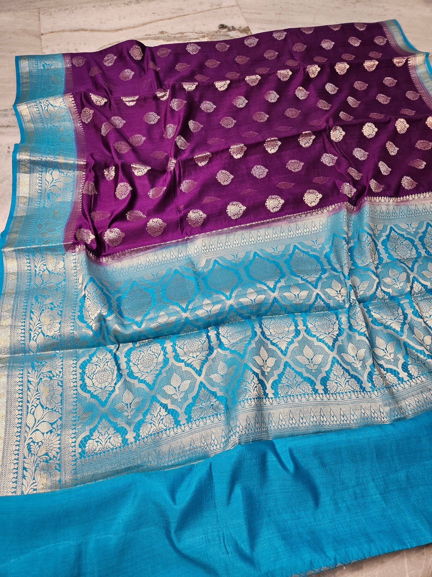 Pure Chiniya Silk Banarasi Buta Weaving Saree in Purple