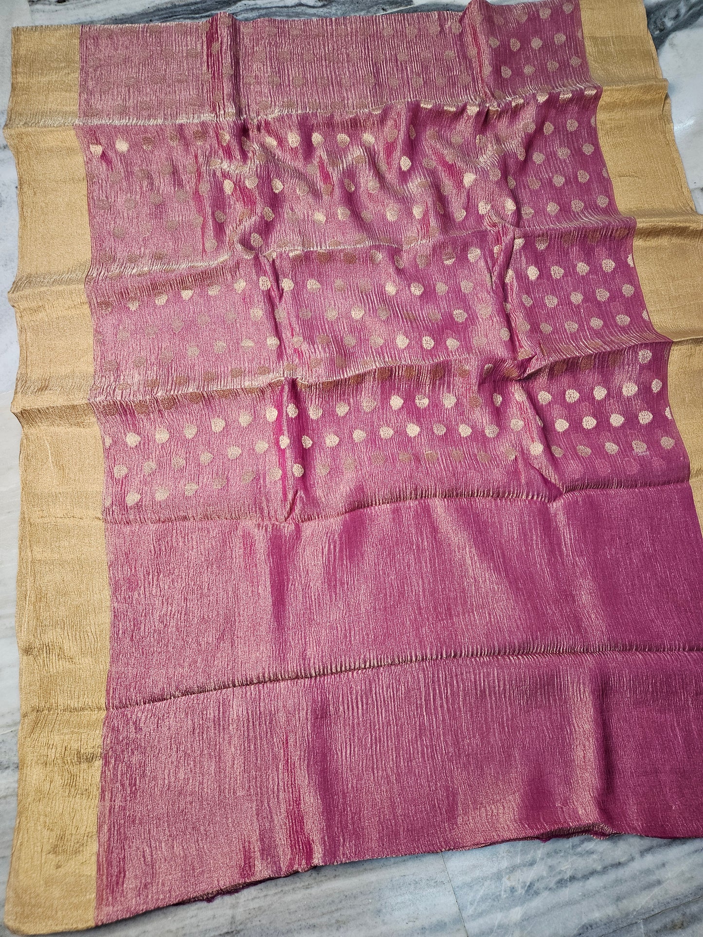 Pure Tissue Kora Banarasi Buti Saree in Pink