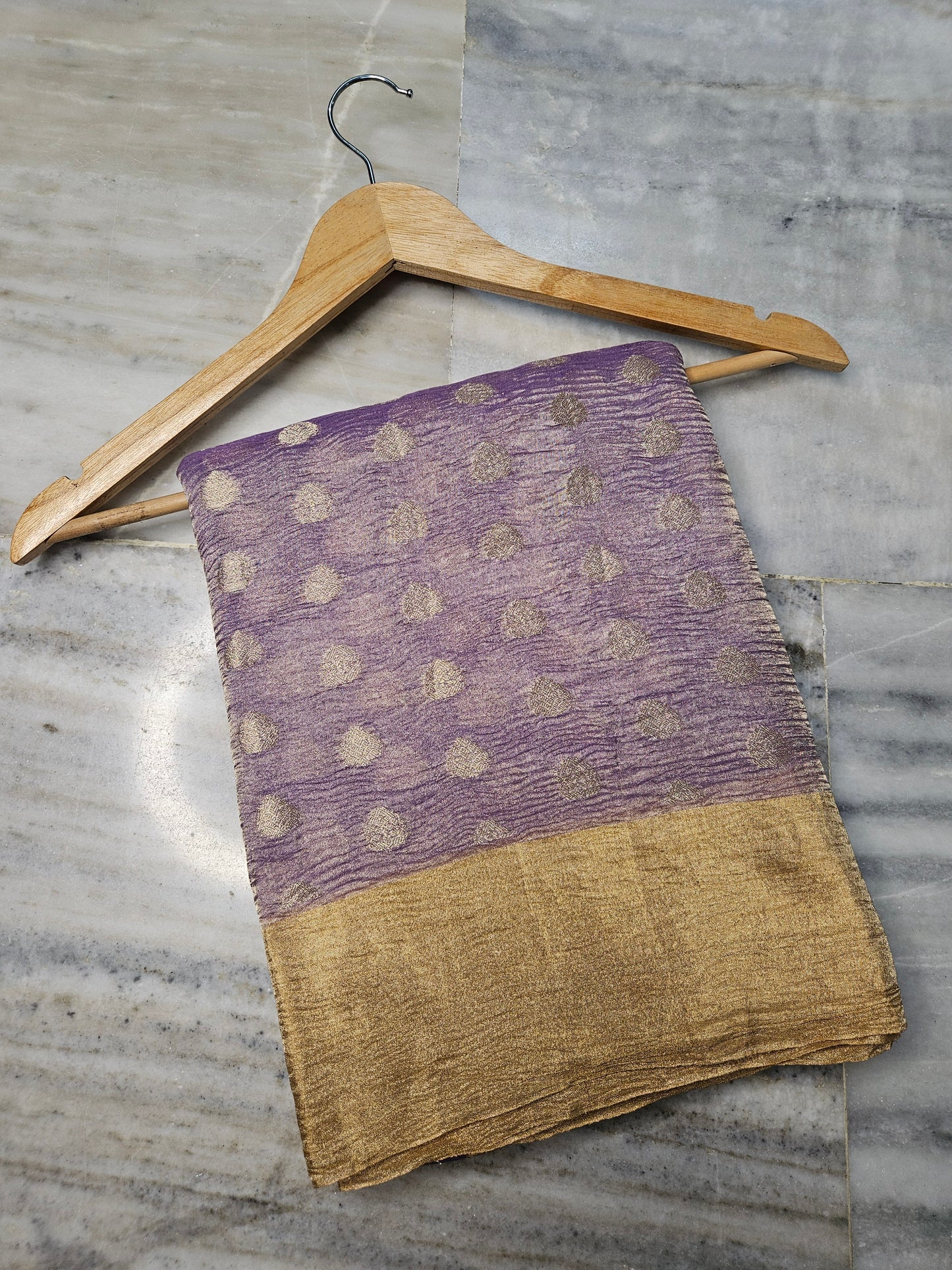 Pure Tissue Kora Weaving Banarasi Buti Saree in Shine Purple