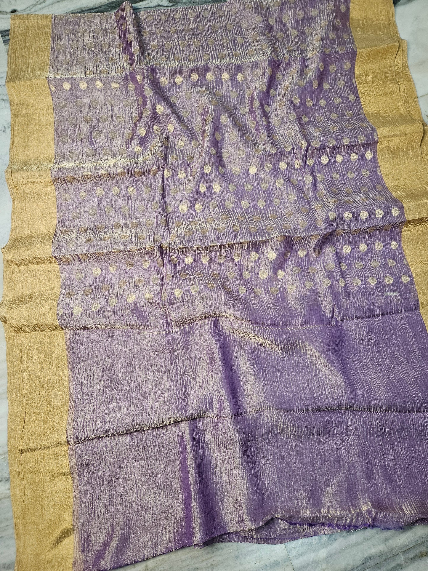 Pure Tissue Kora Weaving Banarasi Buti Saree in Shine Purple