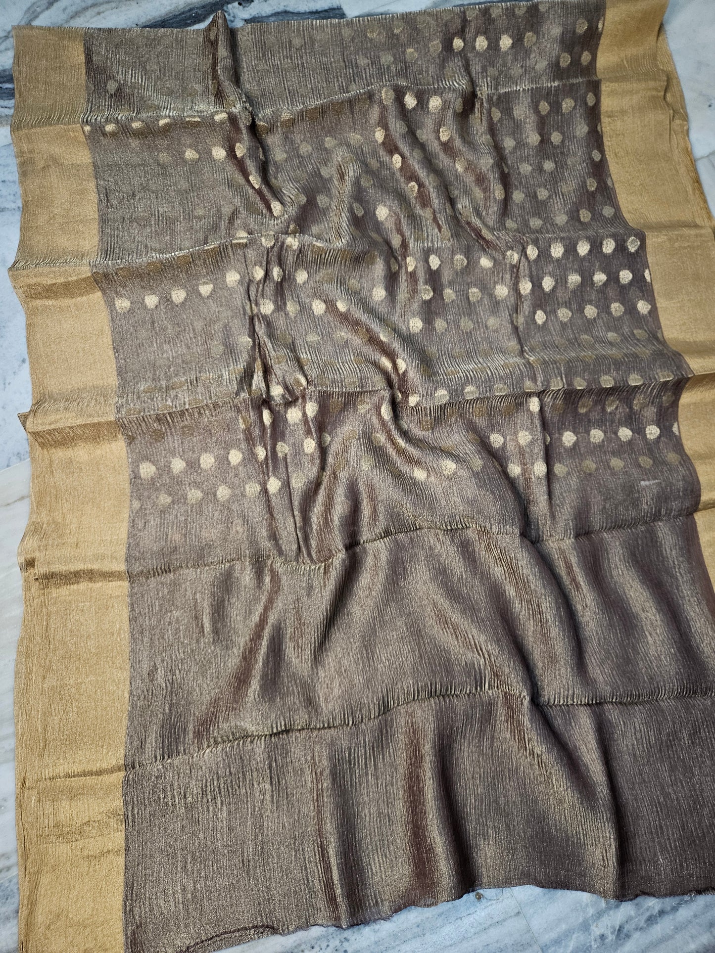 Pure Tissue Kora Weaving Banarasi Buti Saree in Grey