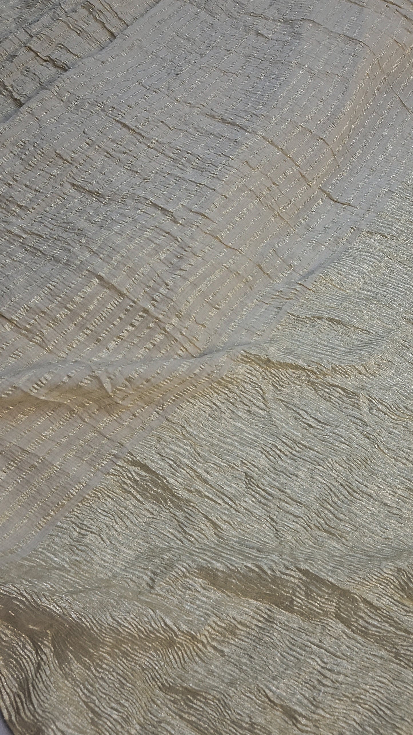 pure moonga silk banarasi crush woven saree in cream