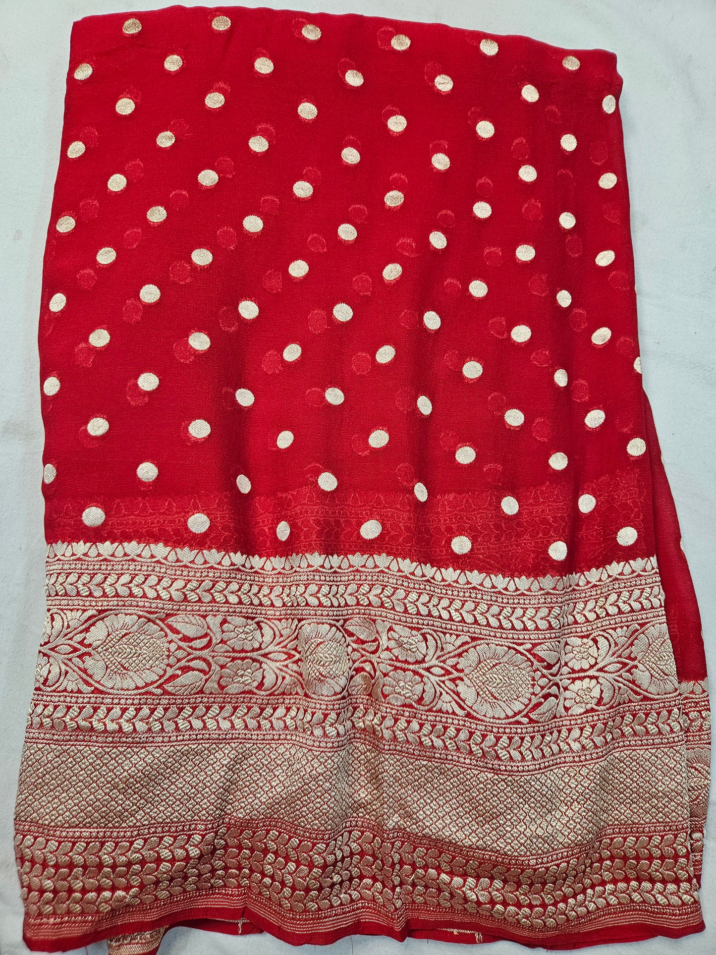 pure georgette silk buti woven tested zari banarasi saree in