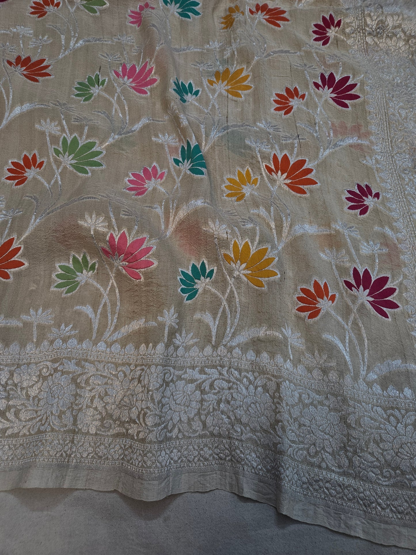 pure natural tussar silk banarasi meena woven saree