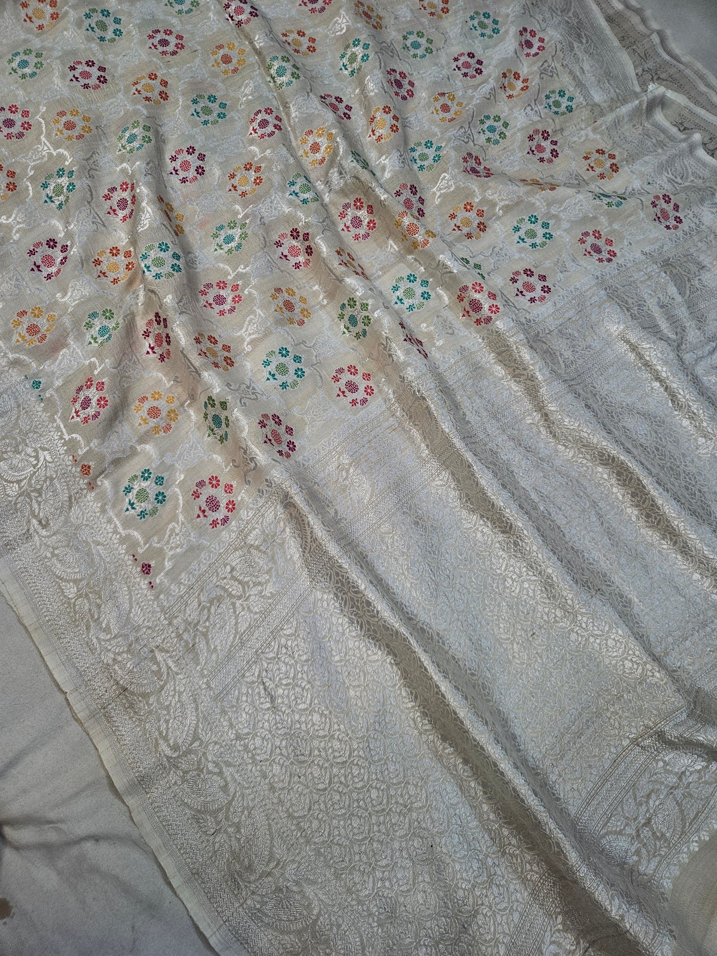 Natural pure tussar silk banarasi meena woven saree