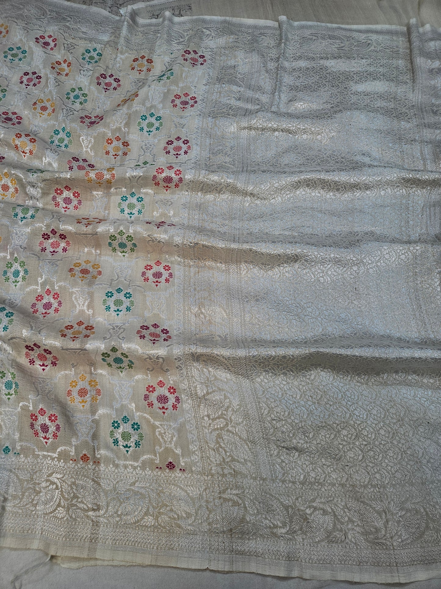 Natural pure tussar silk banarasi meena woven saree