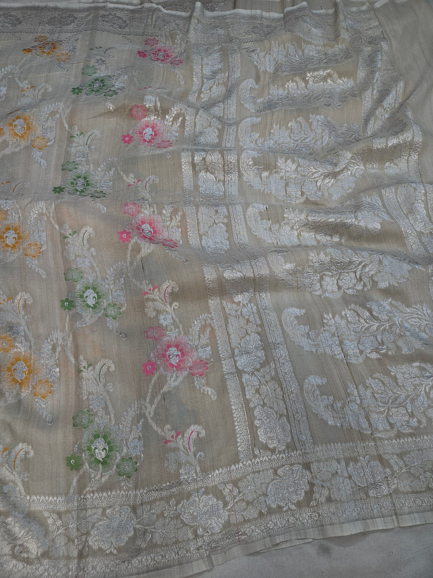 pure natural tussar silk banarasi meena woven saree