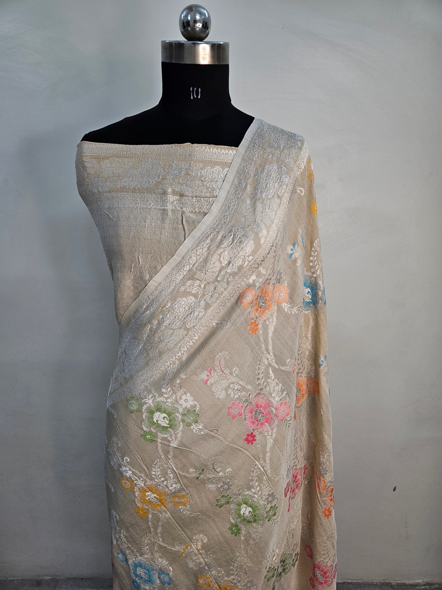 pure natural tussar silk banarasi meena woven saree