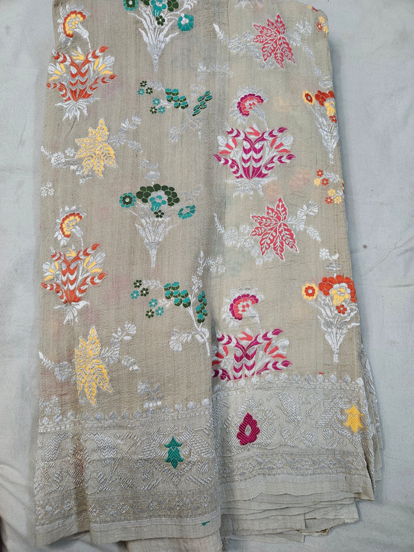 pure tussar silk banarasi meena woven saree in Tussar natural