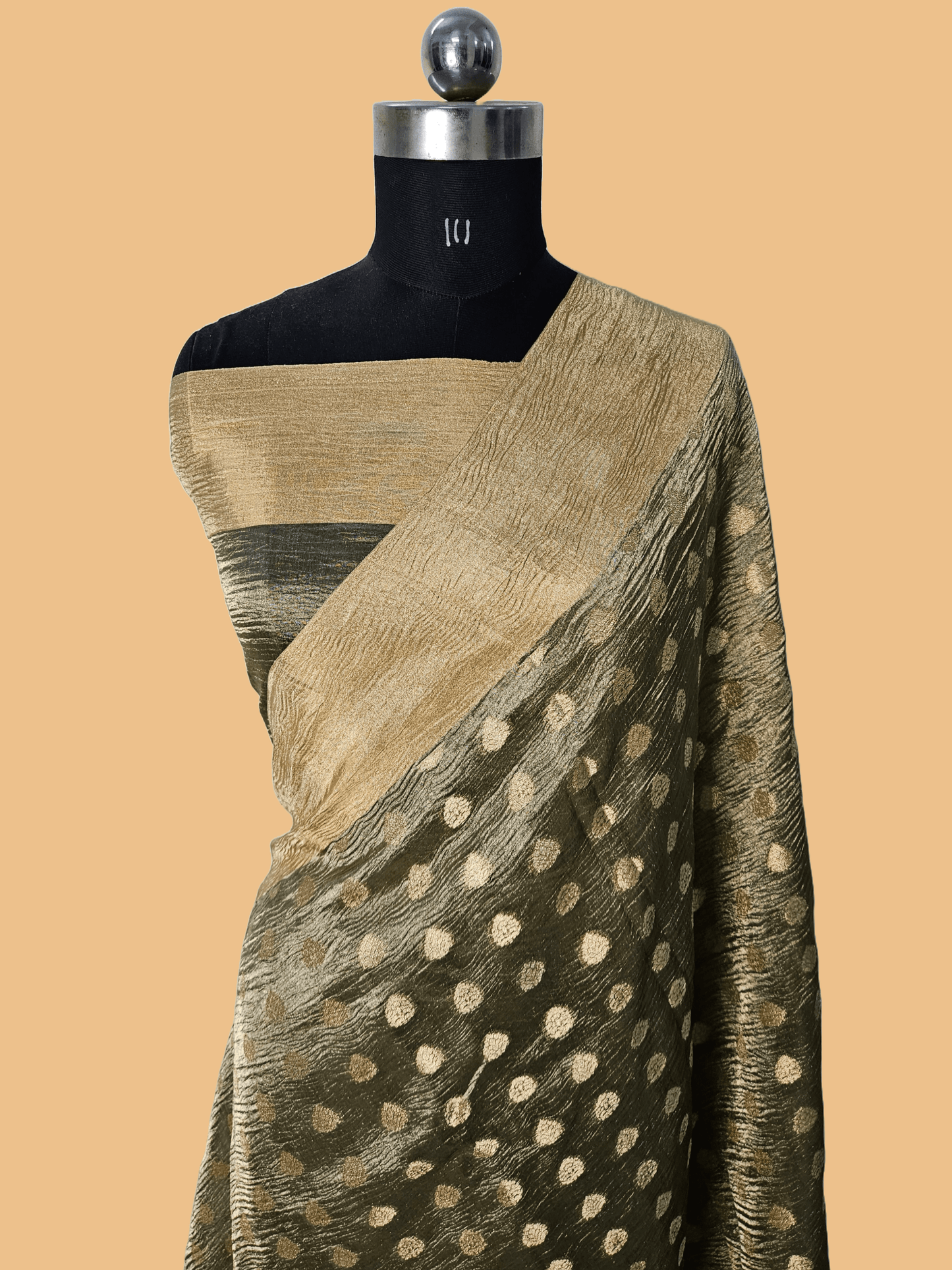 Pure Tissue Kora Banarasi Buti Saree in Dusty Mehendi