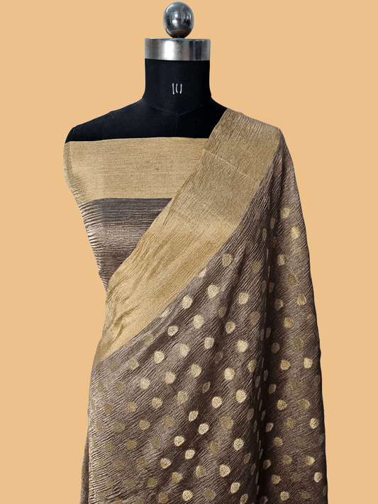 Pure Tissue Kora Weaving Banarasi Buti Saree in Grey