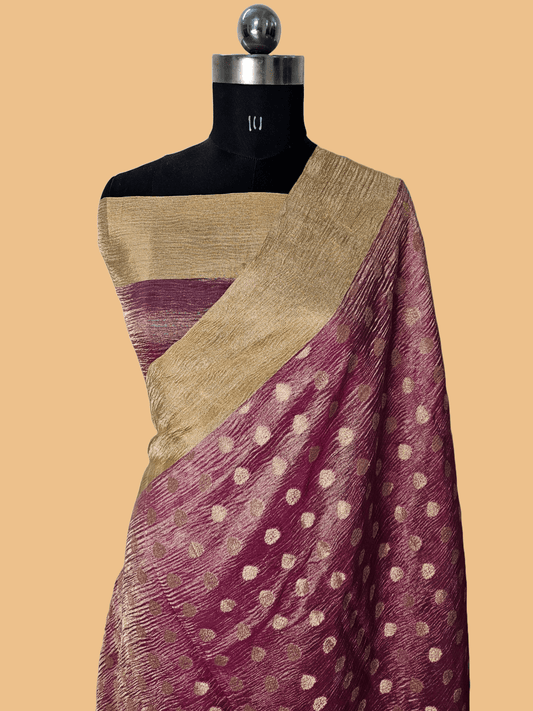 Pure Tissue Kora Banarasi Buti Saree in Pink