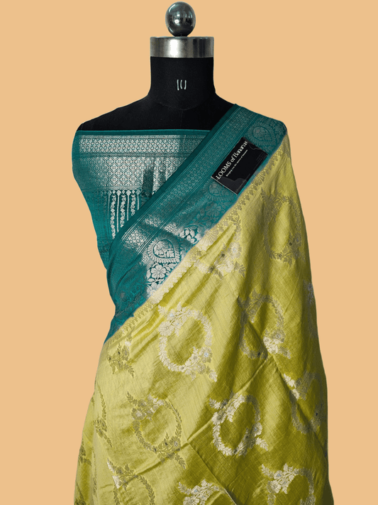 Pure Chiniya Silk Weaving Banarasi Saree in Yellow