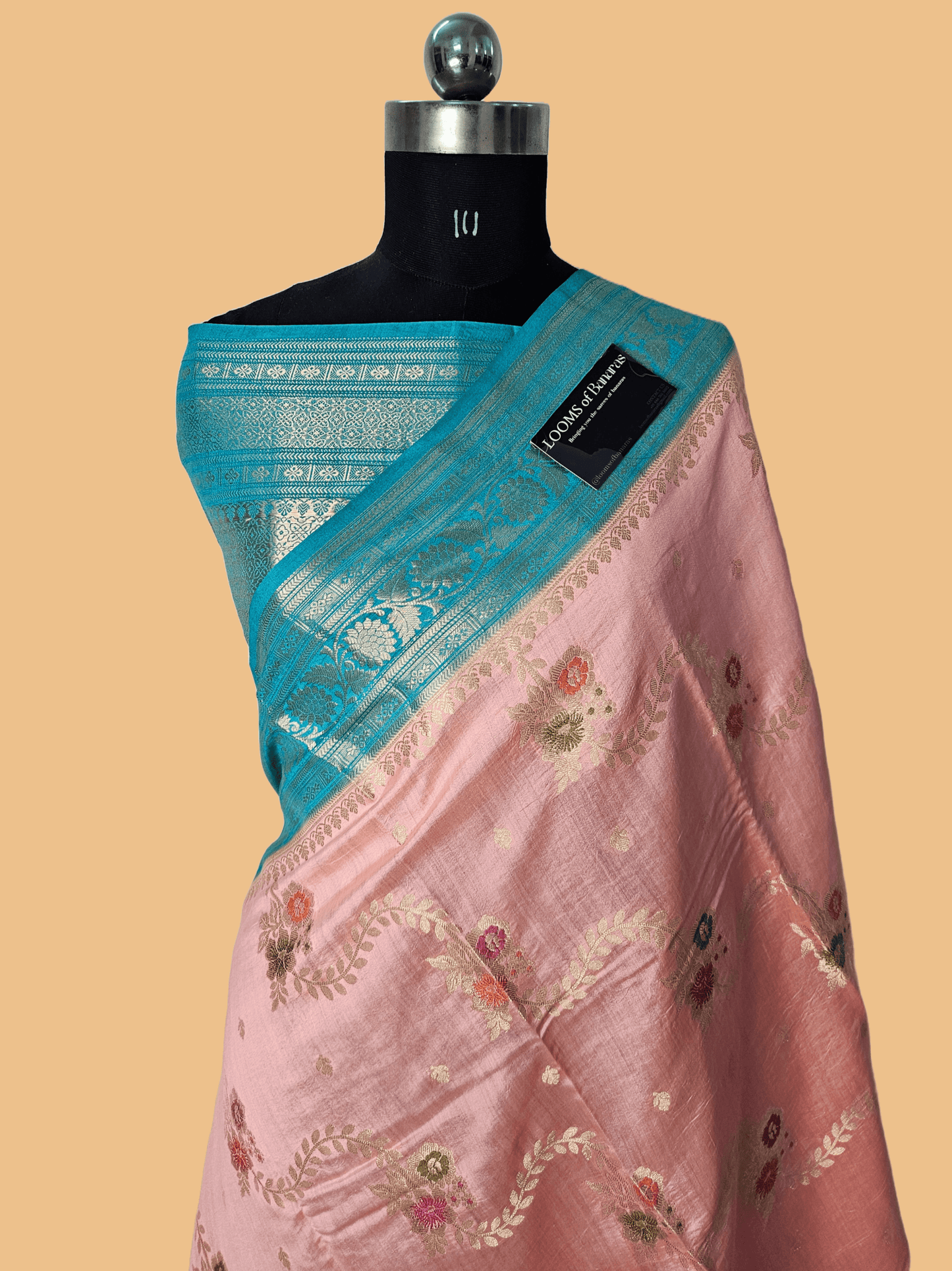 Pure Chiniya Silk Banarasi Jungla Work Saree in Baby Pink