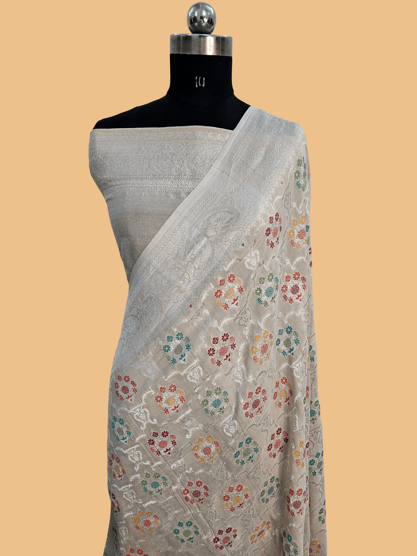 Natural pure tussar silk banarasi meena woven saree