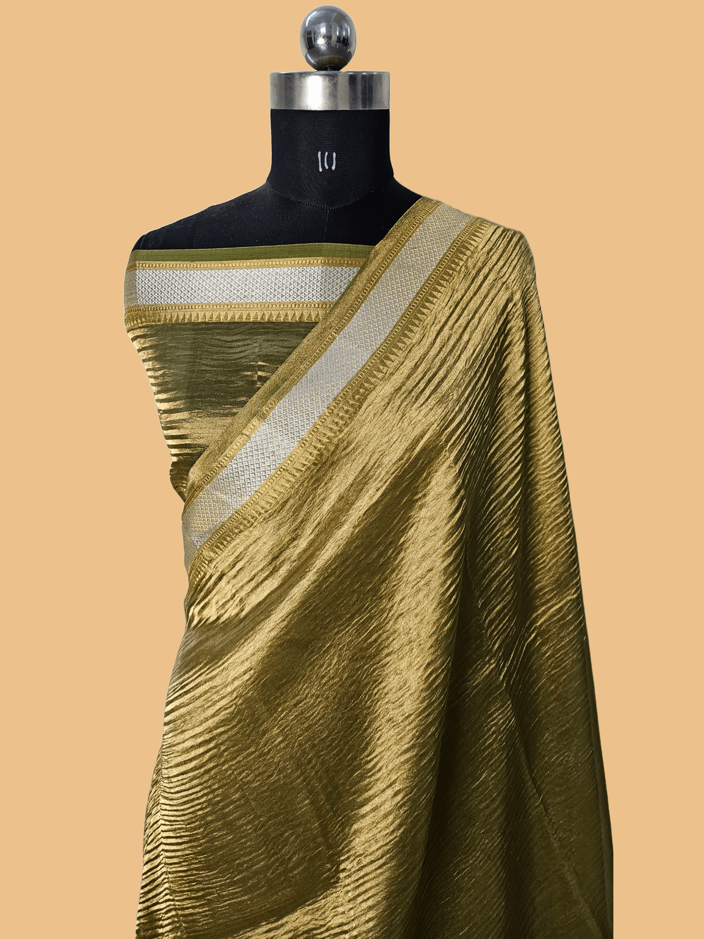 Pure Kora Tissue Crush Banarasi Saree in yellow