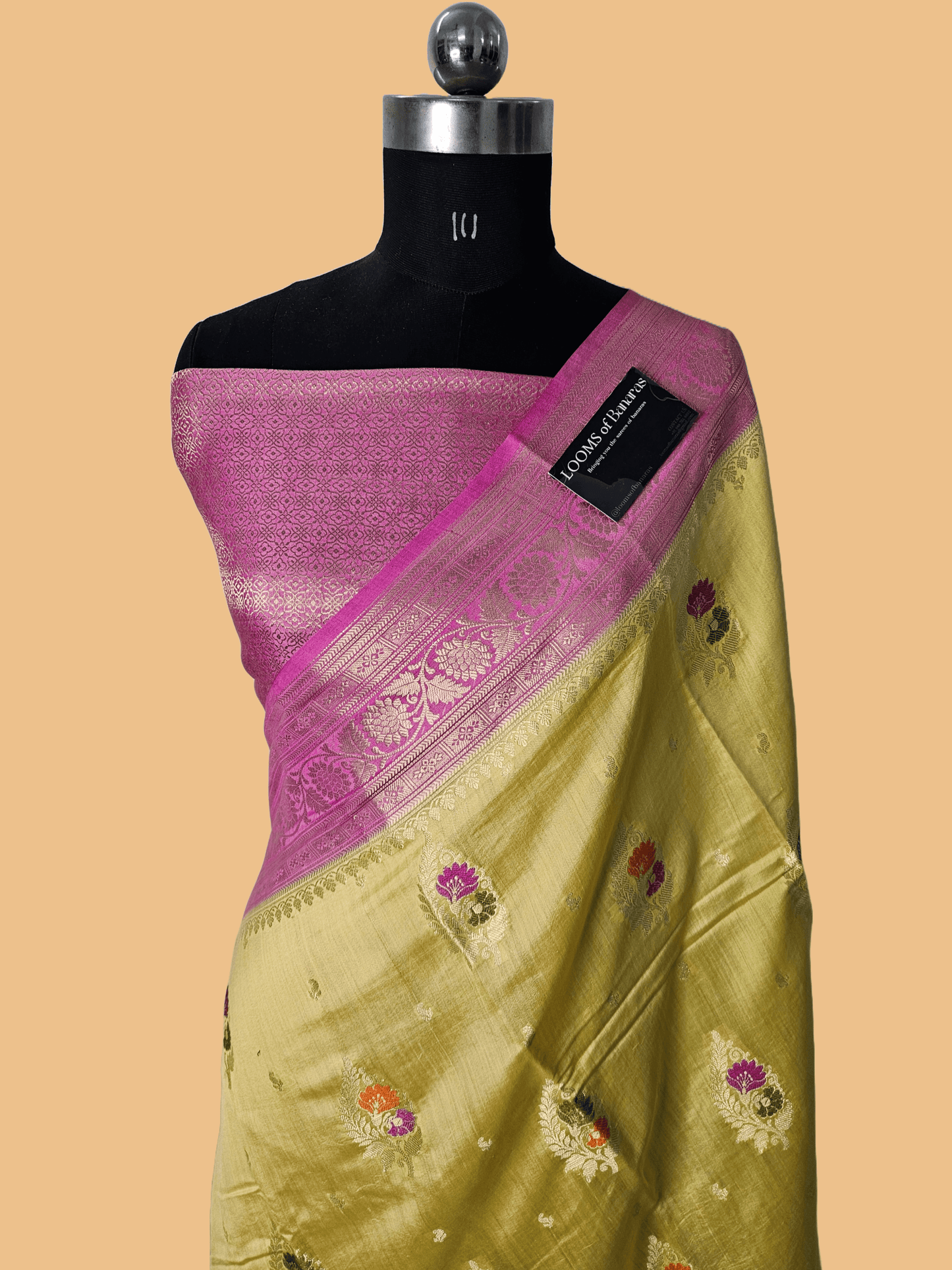 Pure Chiniya Silk Buta Weaving Banarasi Saree in yellow