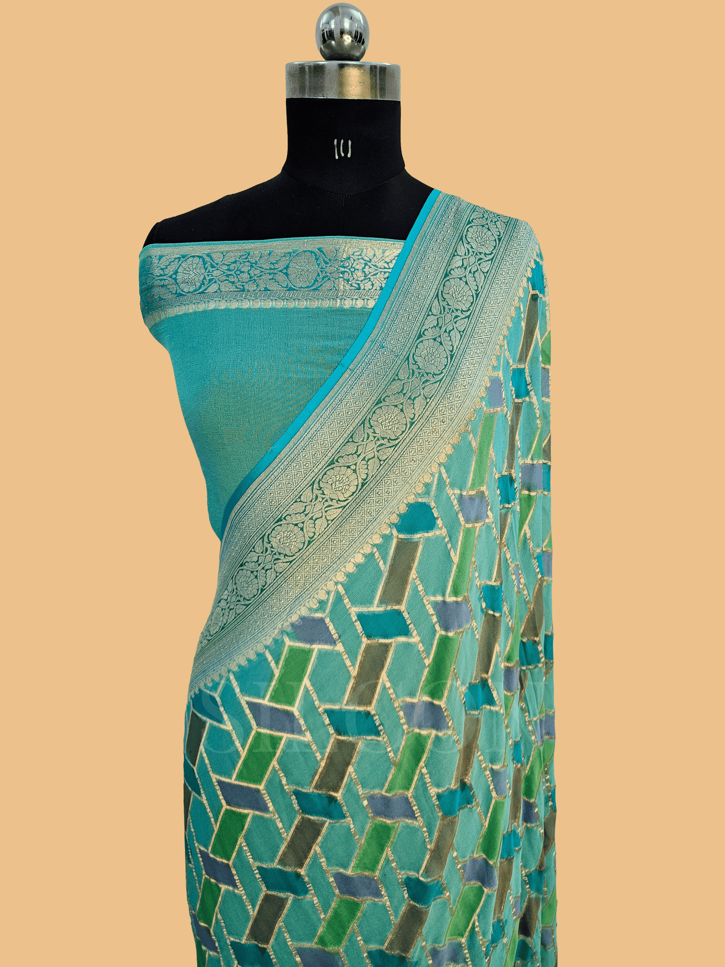 pure georgette silk banarasi handbrush work woven tested zari saree